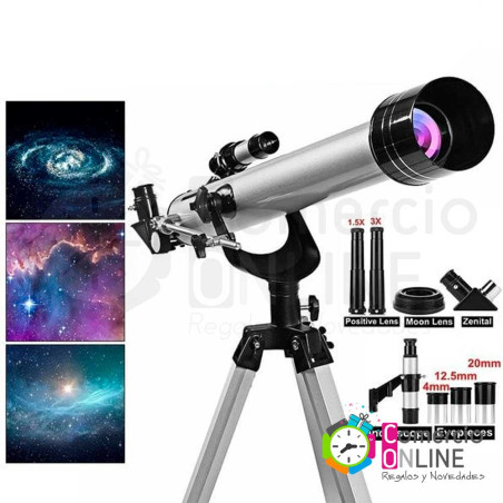 Telescopio Astronómico y terrestre F-90060 675X | barlow 3X + 3 oculares + inversor + filtro lunar
