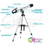 Telescopio Astronómico y terrestre F-90060 675X | barlow 3X + 3 oculares + inversor + filtro lunar