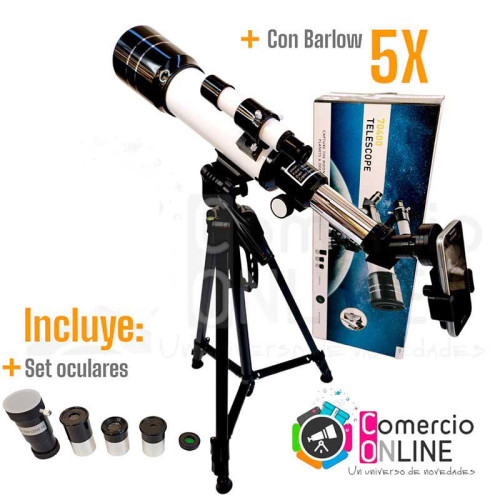 Telescopio Astronómico y terrestre 40070 330X con inversor | Barlow 5X + 3 oculares + filtro lunar