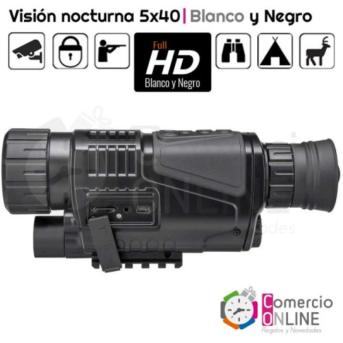 Cámara de visión nocturna 5x40 | Blanco y Negro | graba full HD