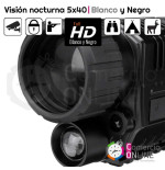 Cámara de visión nocturna 5x40 | Blanco y Negro | graba full HD