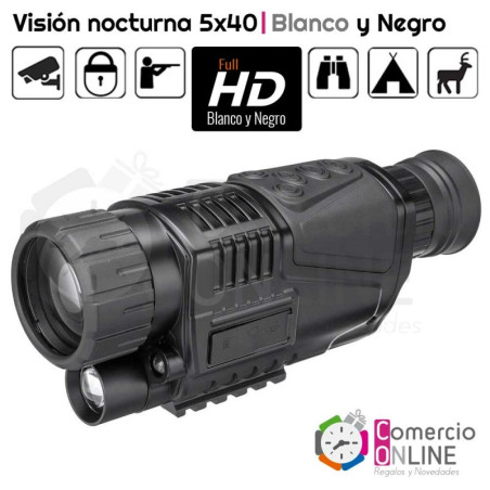 Cámara de visión nocturna 5x40 | Blanco y Negro | graba full HD