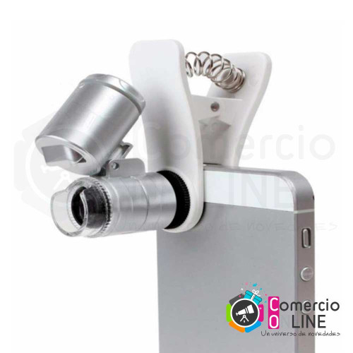 Mini microscopio para celular de 60x | resolución 4k + luz + luz ultravioleta