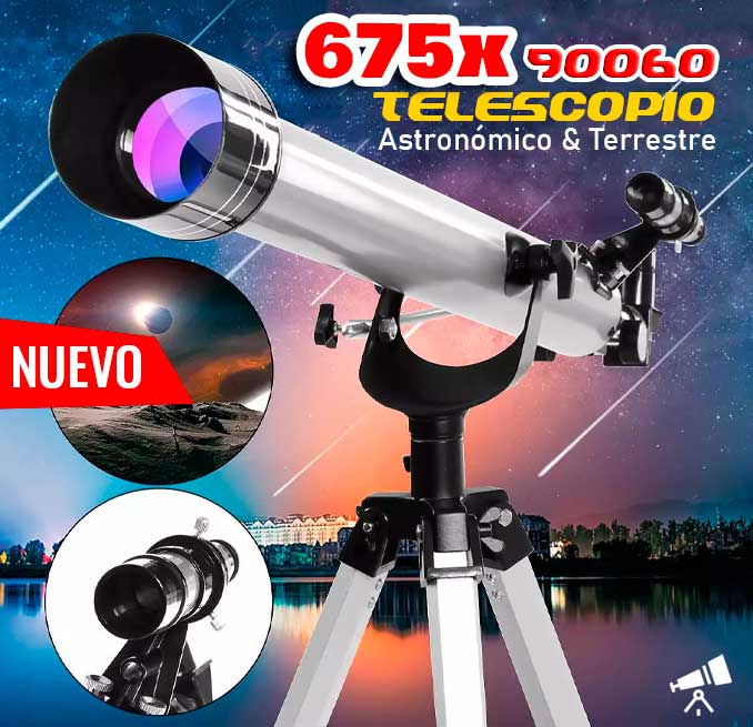 Telescopio astronómico 90060 de 675x con set completo de oculares